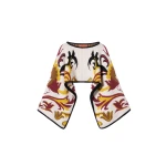 La DoubleJ In My Power Knit Stole in Multicolor Ivory & Red at Coveti