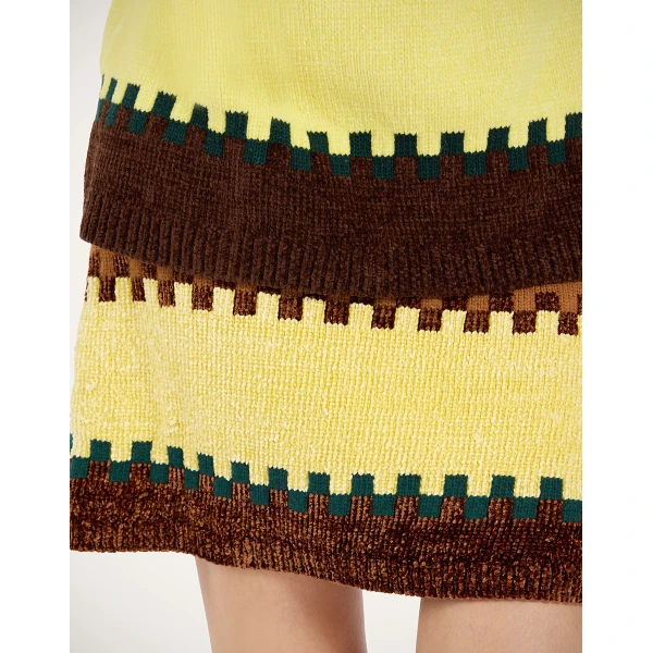 La DoubleJ In My Power Mini Skirt in Color Block Camel and Light Yellow, view 6