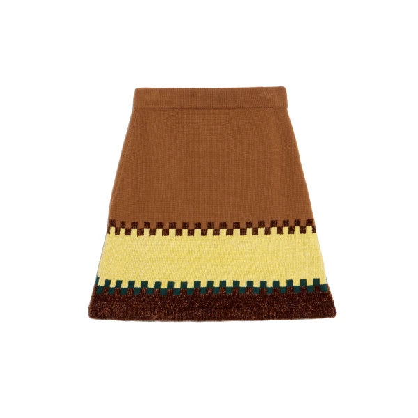 In My Power Mini Skirt in Color Block Camel and Light Yellow
