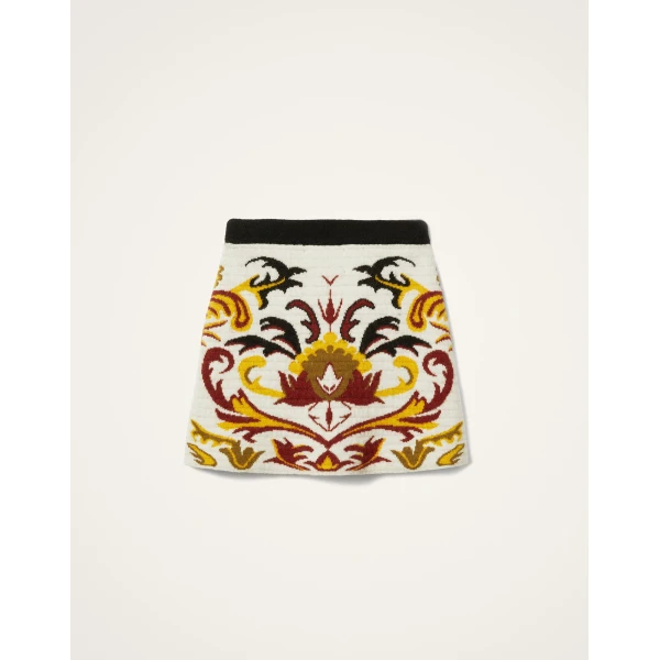La DoubleJ In My Power Mini Skirt in Multicolor Ivory & Red, view 6