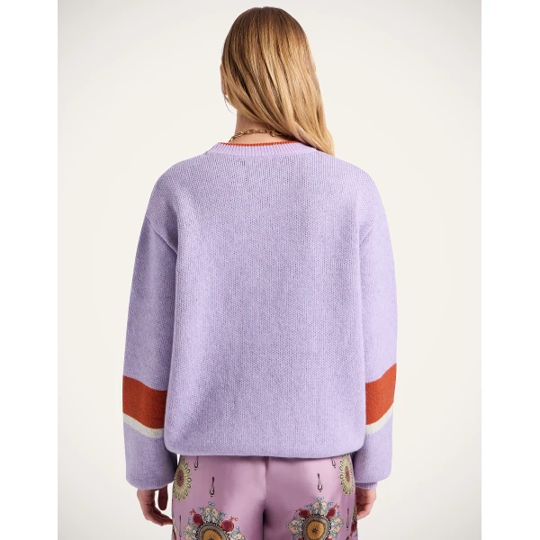 La DoubleJ Joy Sweater in Color Block Lilac & Green | Sweaters | Coveti