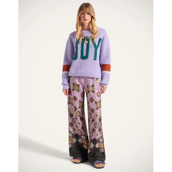 La DoubleJ Joy Sweater in Color Block Lilac & Green | Sweaters | Coveti