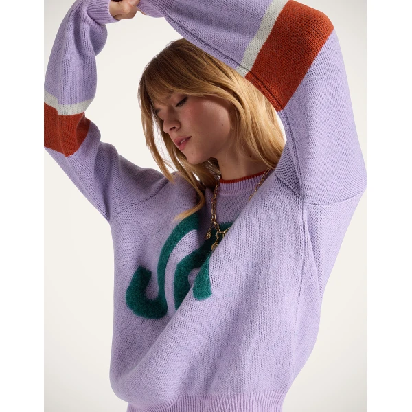 La DoubleJ Joy Sweater in Color Block Lilac & Green | Sweaters | Coveti