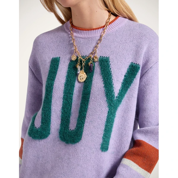 La DoubleJ Joy Sweater in Color Block Lilac & Green | Sweaters | Coveti