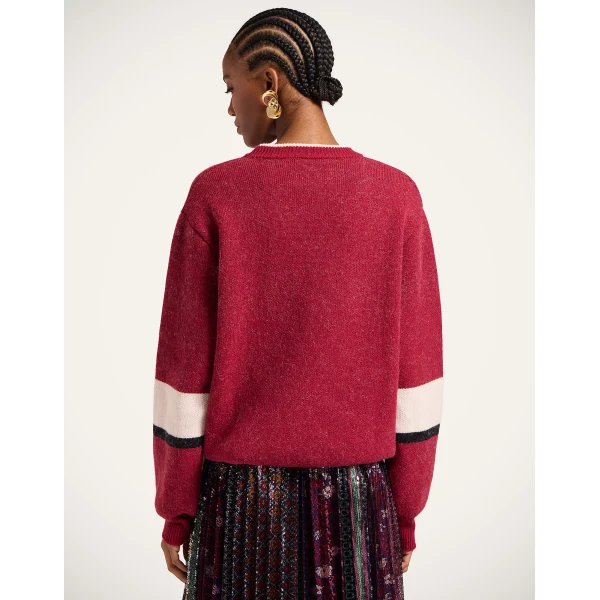 La DoubleJ Joy Sweater in Color Block Red & Lilac, view 3
