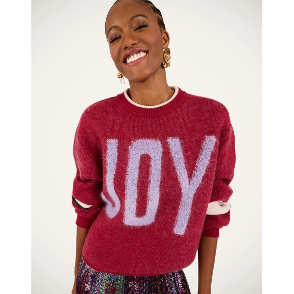 La DoubleJ Joy Sweater in Color Block Red & Lilac, view 5