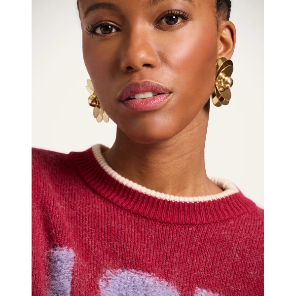 La DoubleJ Joy Sweater in Color Block Red & Lilac, view 6