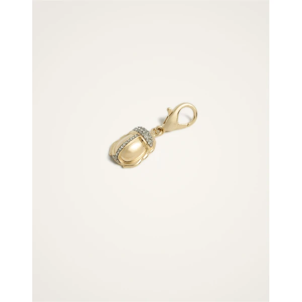 La DoubleJ Khepri Charm in 24K Gold Plate & Rhinestone | Necklace | Coveti