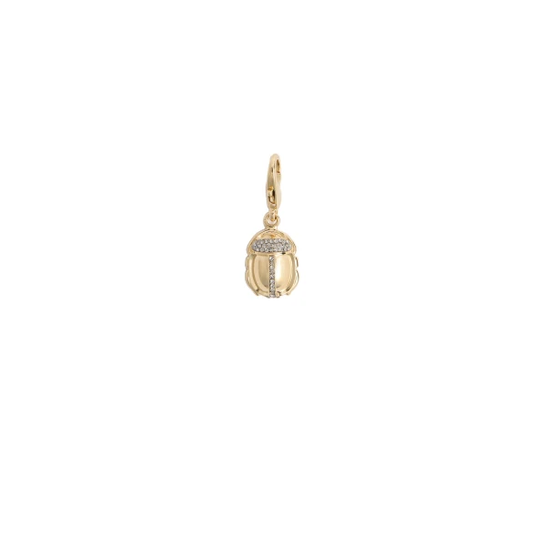 La DoubleJ Khepri Charm in 24K Gold Plate & Rhinestone | Necklace | Coveti