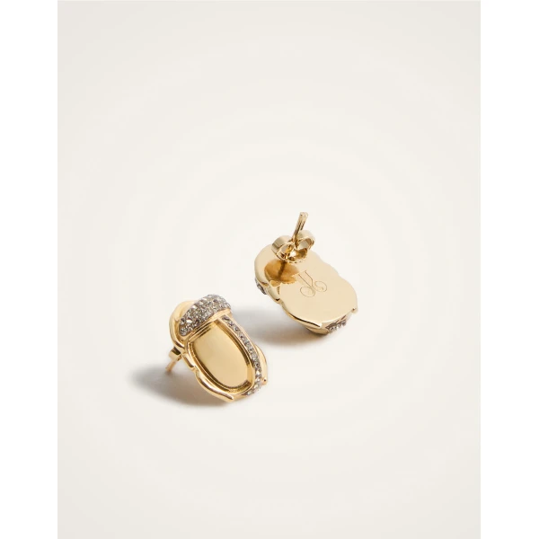La DoubleJ Khepri Studs in 24K Gold Plate & Rhinestone, view 3