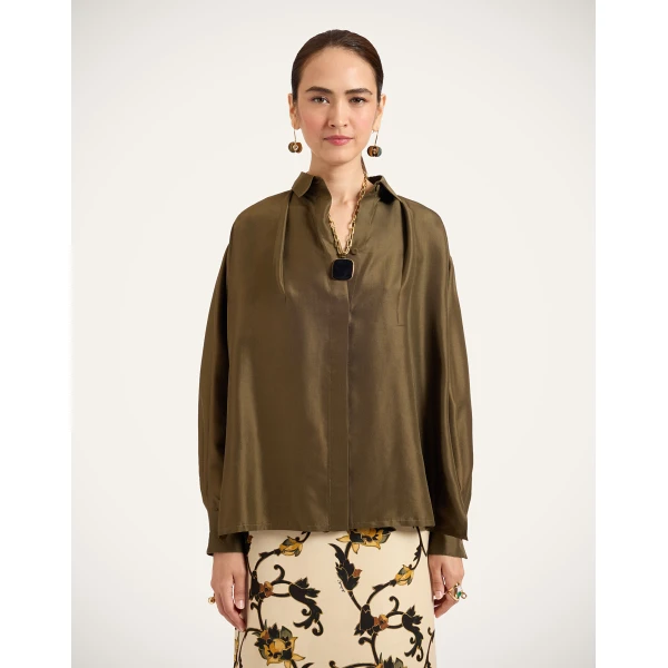 La DoubleJ La Scala Shirt in Moss Green, view 2