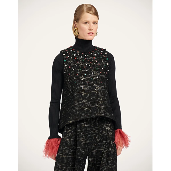 La DoubleJ La Scala Top in Bicolor Black, view 2