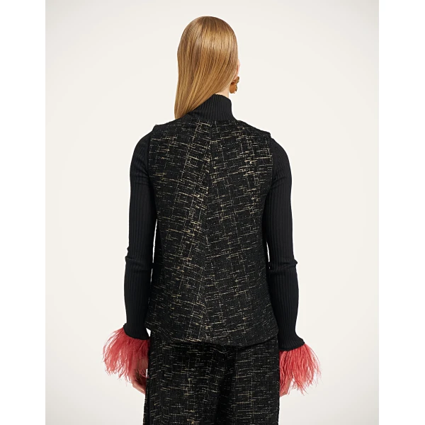 La DoubleJ La Scala Top in Bicolor Black, view 3