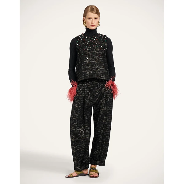 La DoubleJ La Scala Top in Bicolor Black, view 4