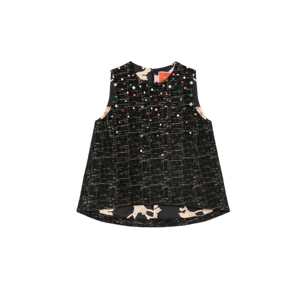 La Scala Top in Bicolor Black