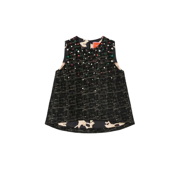 La DoubleJ La Scala Top in Bicolor Black at Coveti