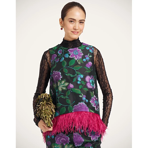 La DoubleJ La Scala Top in Botanical Black at Coveti