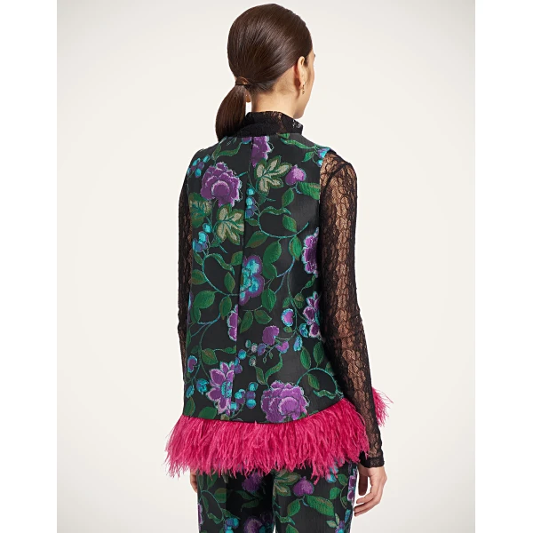 La DoubleJ La Scala Top in Botanical Black at Coveti