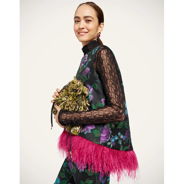La DoubleJ La Scala Top in Botanical Black at Coveti