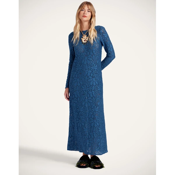 La DoubleJ Lacey Long Sleeve Swing Dress in Blue | Maxi Dresses | Coveti
