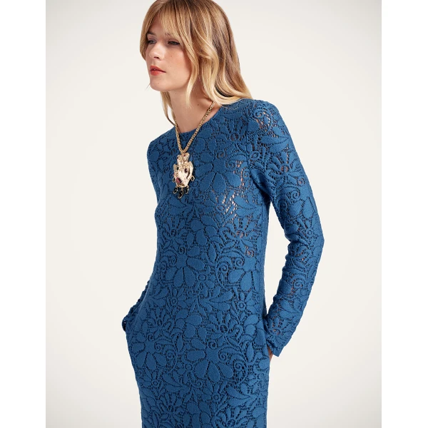 La DoubleJ Lacey Long Sleeve Swing Dress in Blue | Maxi Dresses | Coveti