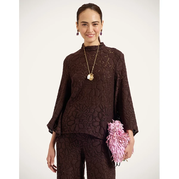 La DoubleJ Lacey Make An Exit Top in Chocolate at Coveti