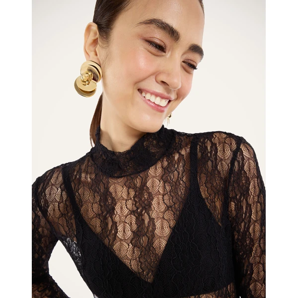 La DoubleJ Lacey Turtleneck in Black at Coveti