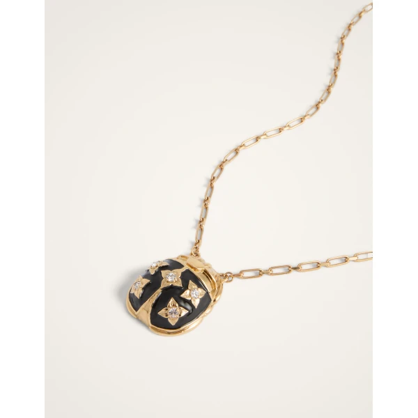 La DoubleJ Lady Scarab Necklace in 24K Gold Plate And Enamel, view 5
