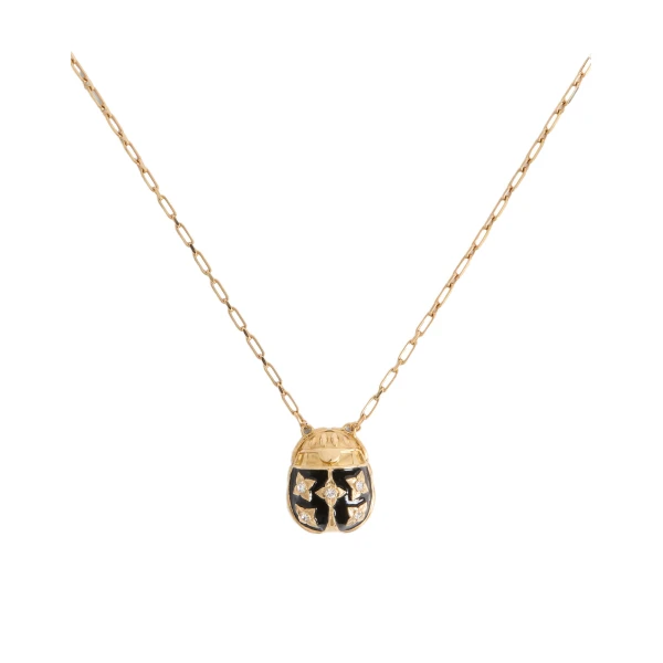 Lady Scarab Necklace in 24K Gold Plate And Enamel