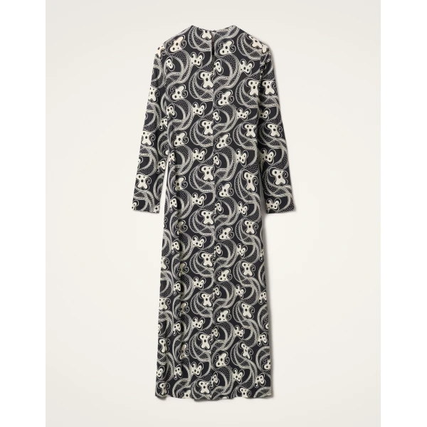 La DoubleJ Long Sleeve Swing Dress in Aperol Black & White, view 6