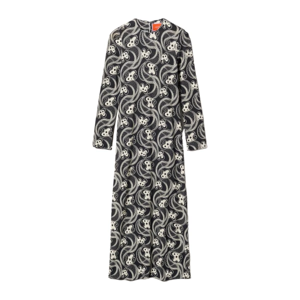 La DoubleJ Long Sleeve Swing Dress in Aperol Black & White