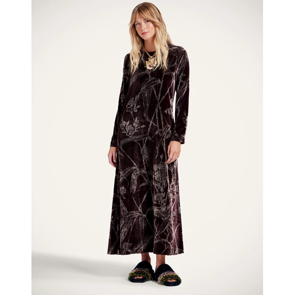 La DoubleJ Long Sleeve Swing Dress in Bamboo Burgundy, view 2