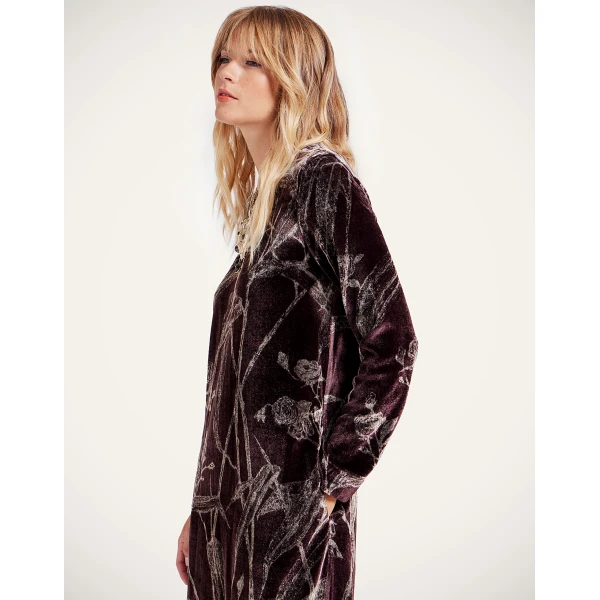 La DoubleJ Long Sleeve Swing Dress in Bamboo Burgundy, view 4