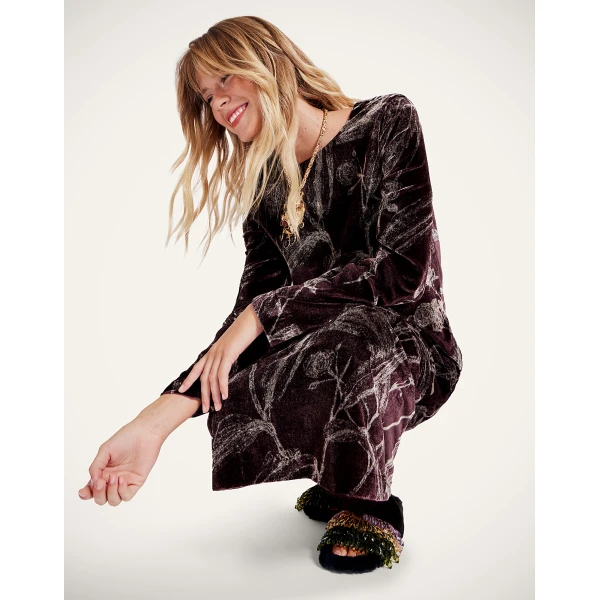 La DoubleJ Long Sleeve Swing Dress in Bamboo Burgundy, view 5