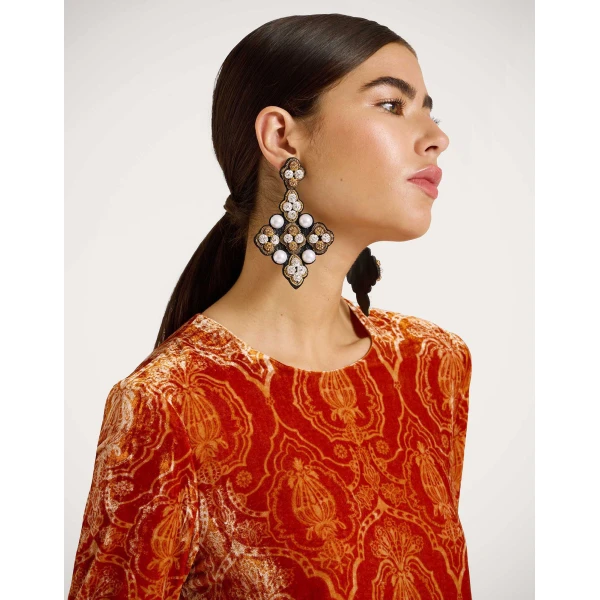 La DoubleJ Long Sleeve Swing Dress in Banquet Orange, view 5