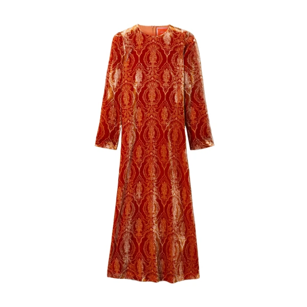 La DoubleJ Long Sleeve Swing Dress in Banquet Orange
