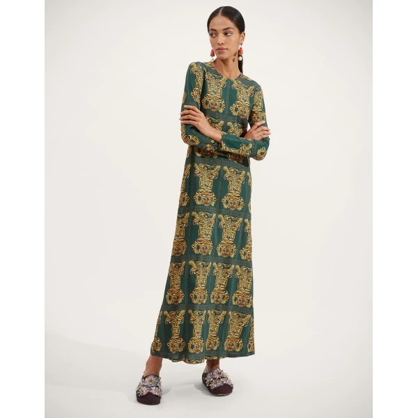 La DoubleJ Long Sleeve Swing Dress in Tiger Tiles, view 2