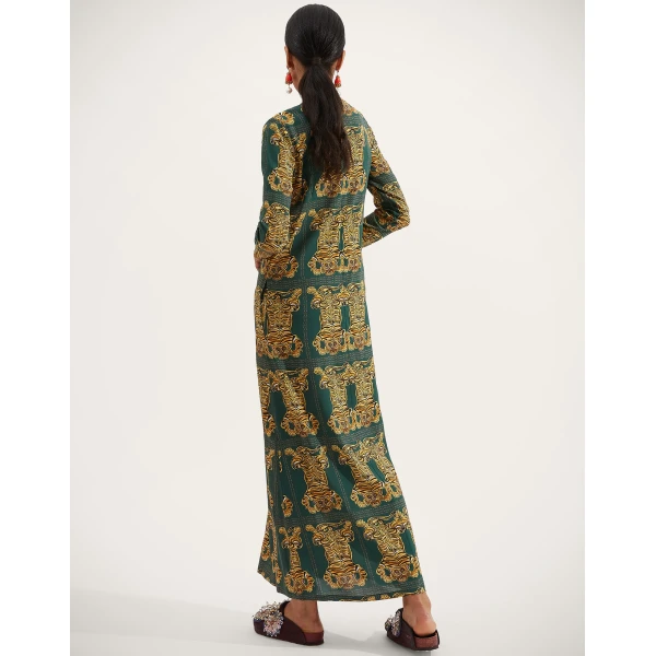 La DoubleJ Long Sleeve Swing Dress in Tiger Tiles, view 3