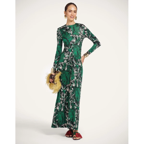 La DoubleJ Long Sleeves Angelica Dress in Quill Green at Coveti
