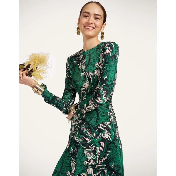 La DoubleJ Long Sleeves Angelica Dress in Quill Green at Coveti