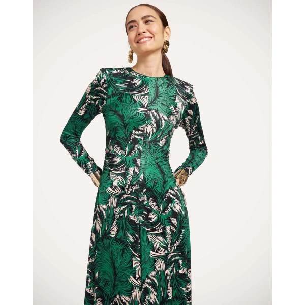 La DoubleJ Long Sleeves Angelica Dress in Quill Green at Coveti