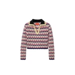 La DoubleJ Long Sleeves Picket Polo Shirt in Multicolor Pink & White