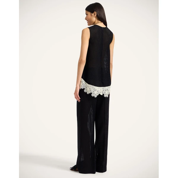 La DoubleJ Loose Pants in Black Window Lace, view 3