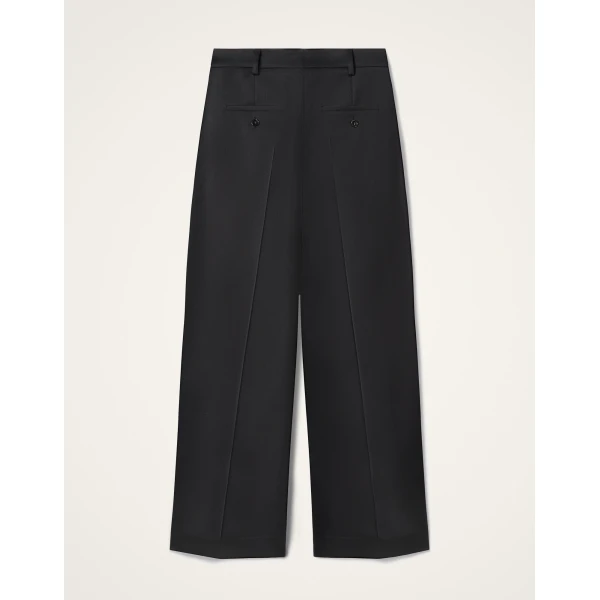 La DoubleJ Loose Pants in Black Wool Satin, view 6