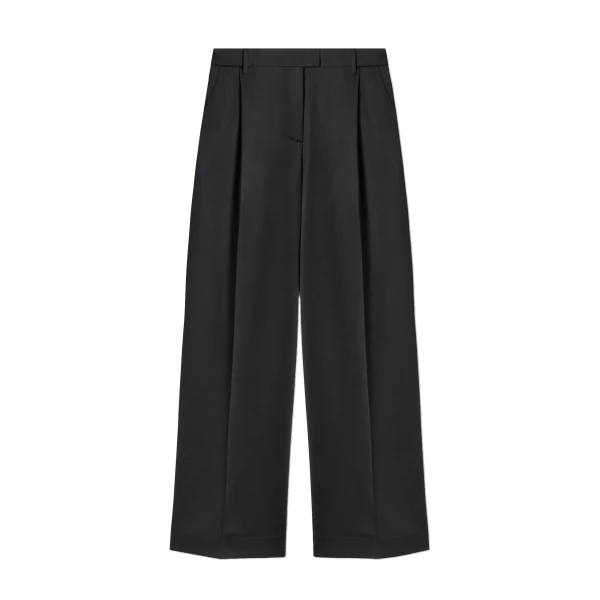 La DoubleJ Loose Pants in Black Wool Satin