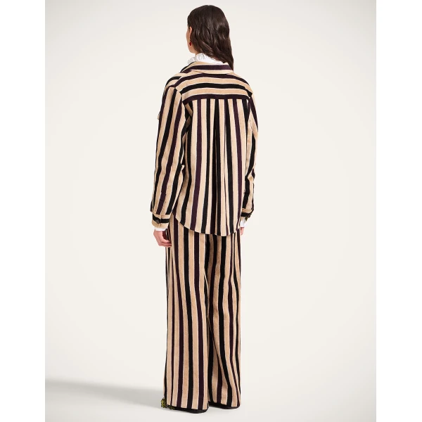 La DoubleJ Loose Pants in Stripes Light Beige | Pants | Coveti