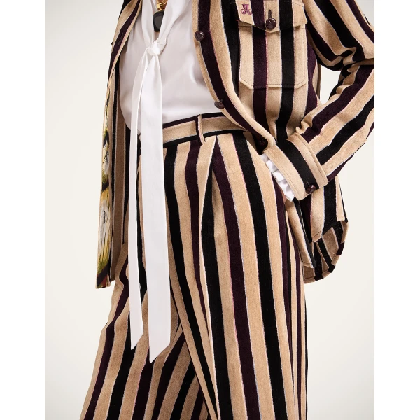 La DoubleJ Loose Pants in Stripes Light Beige | Pants | Coveti