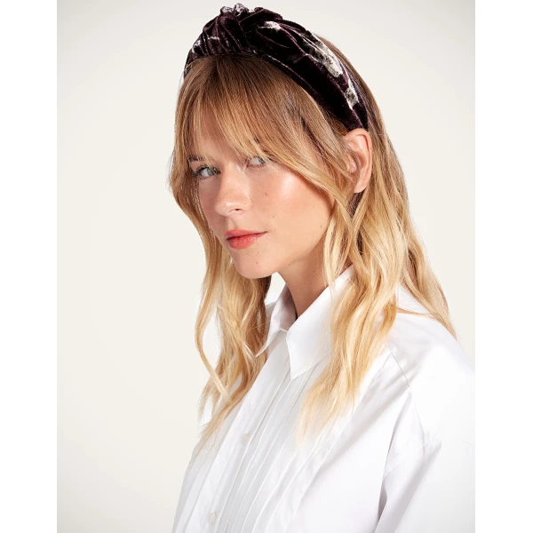 La DoubleJ Love Knot Headband in Bamboo Burgundy, view 2