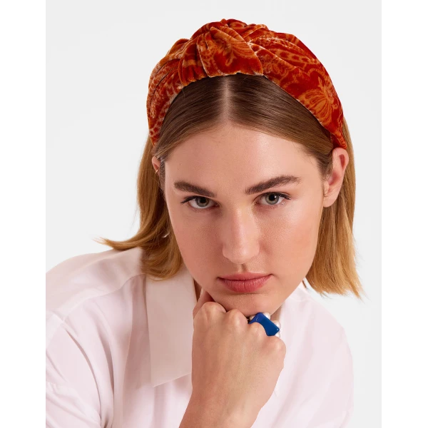La DoubleJ Love Knot Headband in Banquet Orange, view 4