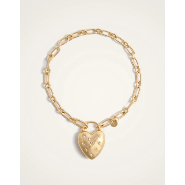 La DoubleJ Love Star Necklace in 24K Gold Plate & Swarovski Crystals, view 4